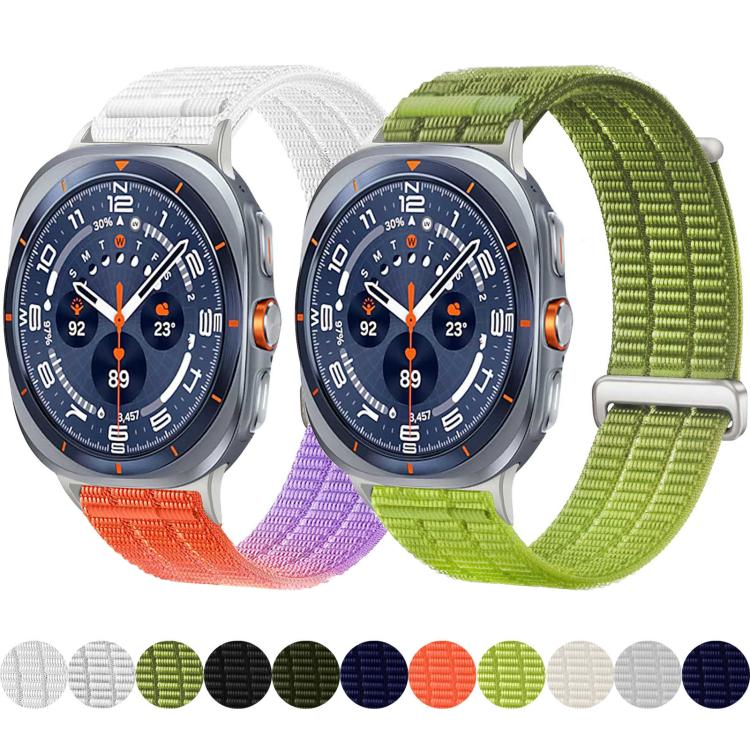 For Samsung Galaxy Watch Ultra 47mm / Ultra 2025 Double-Link Cloud-Feel Breathable Nylon Loop Metal Head Watch Band