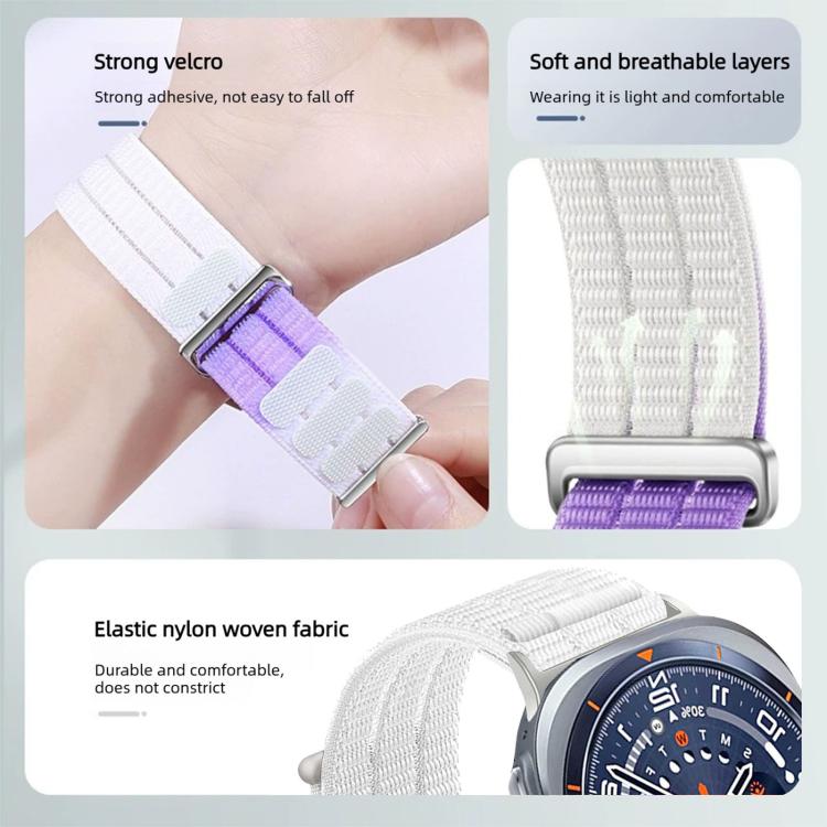 For Samsung Galaxy Watch Ultra 47mm / Ultra 2025 Double-Link Cloud-Feel Breathable Nylon Loop Metal Head Watch Band