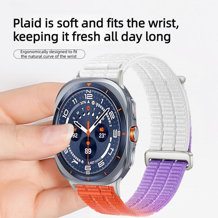 For Samsung Galaxy Watch Ultra 47mm / Ultra 2025 Double-Link Cloud-Feel Breathable Nylon Loop Metal Head Watch Band