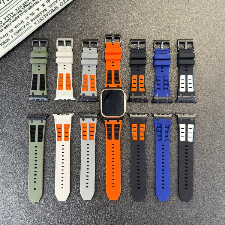 For Apple Watch 42mm / 41mm / 40mm / 38mm Vibrant Contrast Color Silicone Watch Band