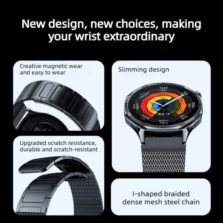 For Huawei Watch GT Runner 2 I-Shaped Magnetic Stainless Steel Watch Band