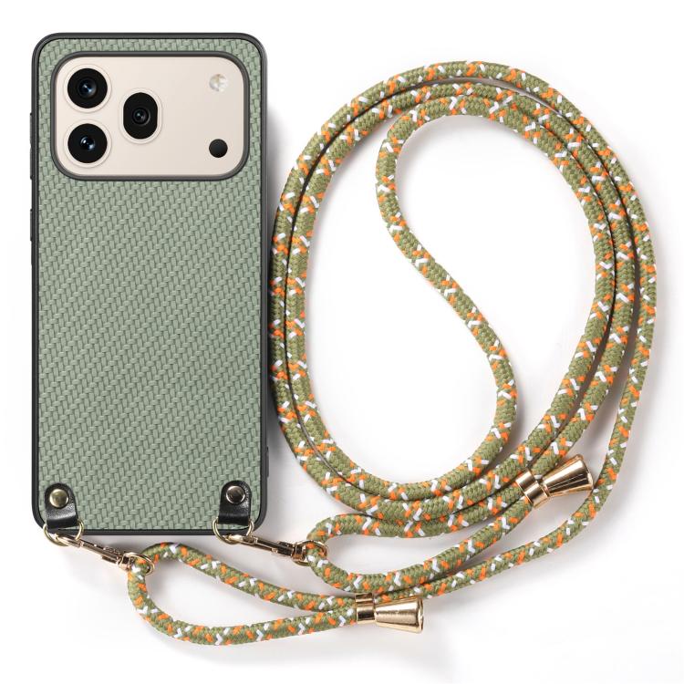 For Honor 600 Global Carbon Fiber Texture Leather Back Cover Phone Case with Crossbody Strap
