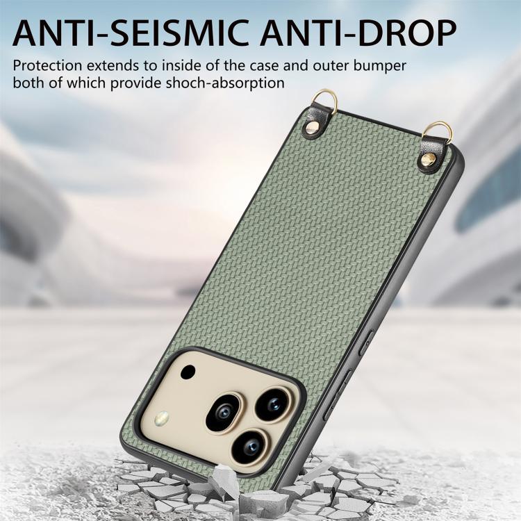 For Honor 600 Global Carbon Fiber Texture Leather Back Cover Phone Case with Crossbody Strap