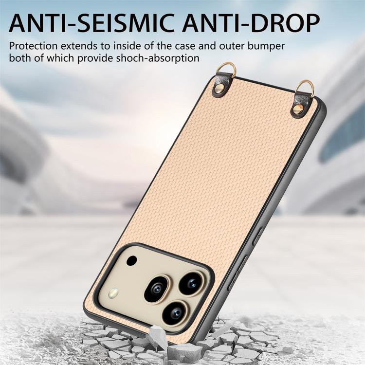 For Honor 600 Global Carbon Fiber Texture Leather Back Cover Phone Case with Crossbody Strap