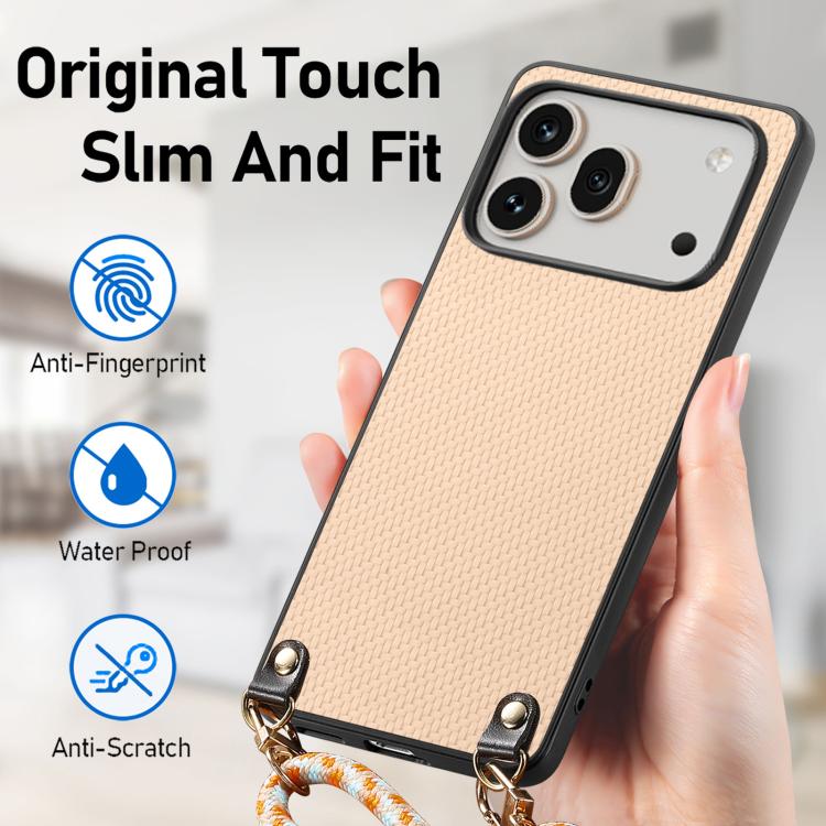 For Honor 600 Global Carbon Fiber Texture Leather Back Cover Phone Case with Crossbody Strap