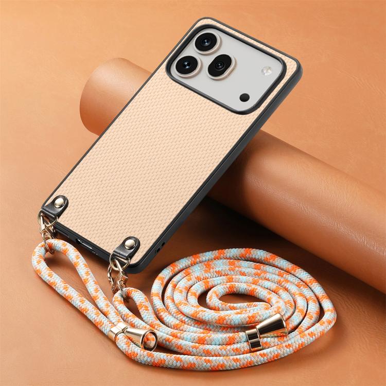 For Honor 600 Global Carbon Fiber Texture Leather Back Cover Phone Case with Crossbody Strap