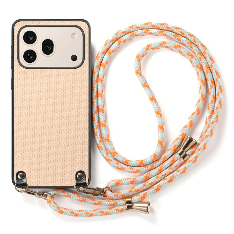 For Honor 600 Pro Global Carbon Fiber Texture Leather Back Cover Phone Case with Crossbody Strap