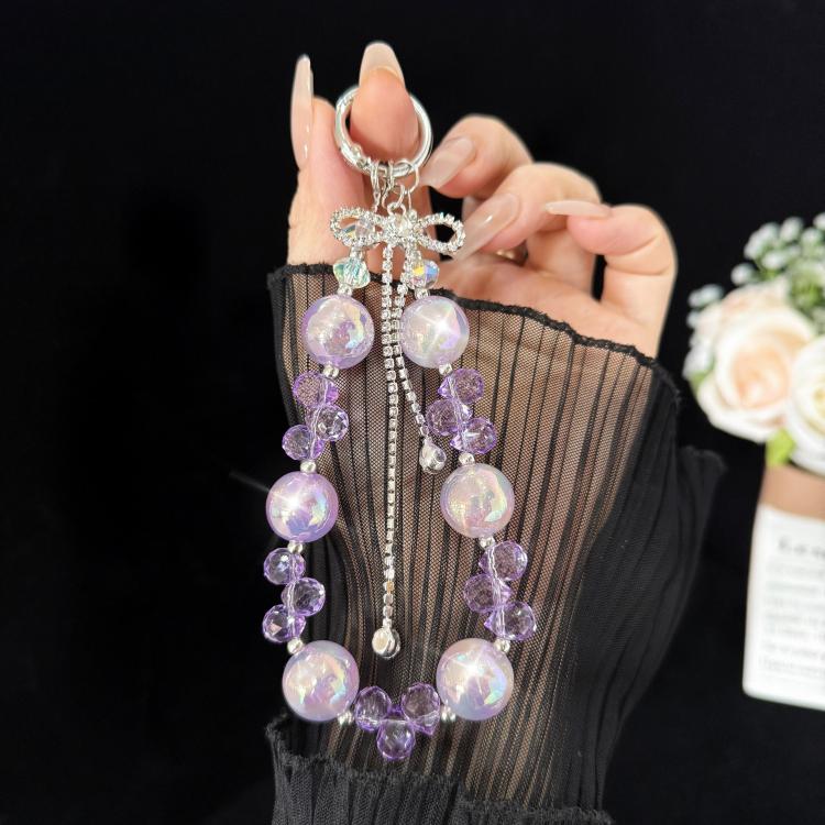 Large Bead Bow Tassel Crystal Chain