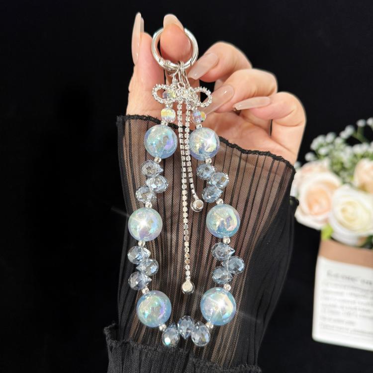 Large Bead Bow Tassel Crystal Chain