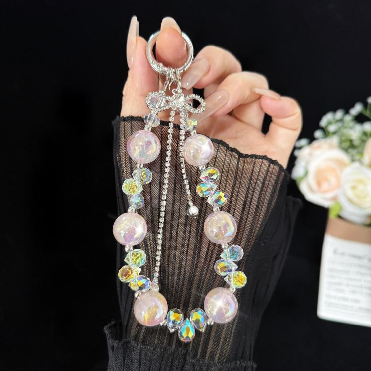 Large Bead Bow Tassel Crystal Chain