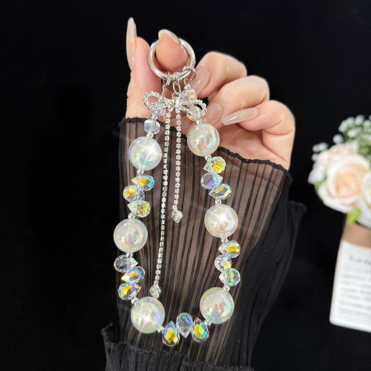 Large Bead Bow Tassel Crystal Chain
