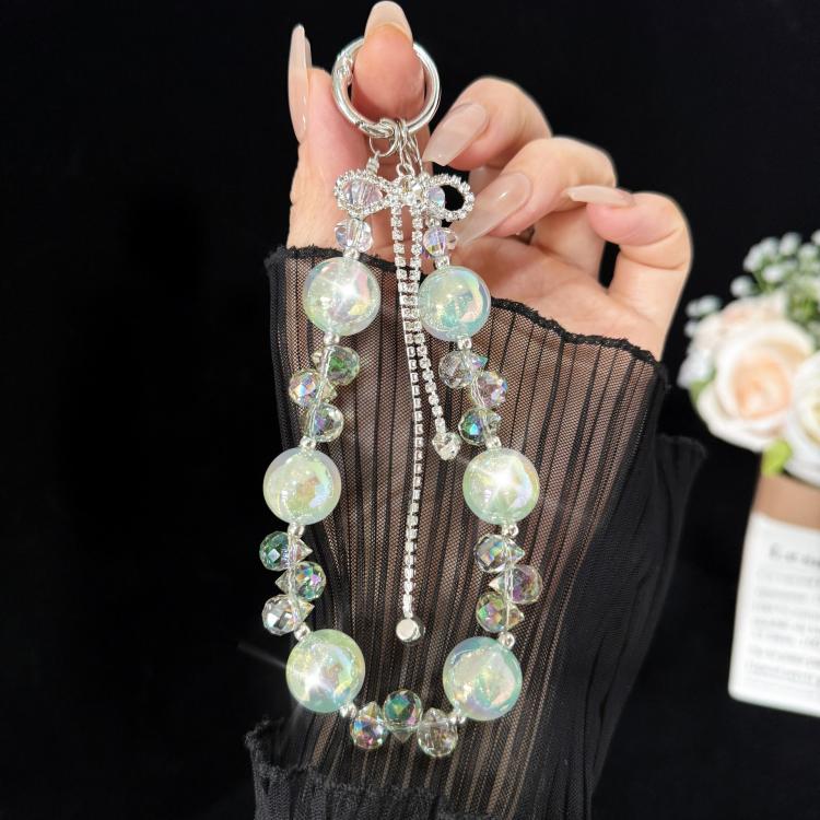 Large Bead Bow Tassel Crystal Chain