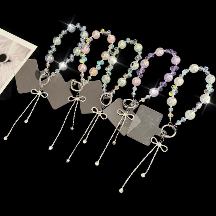 Large Bead Bow Tassel Crystal Chain
