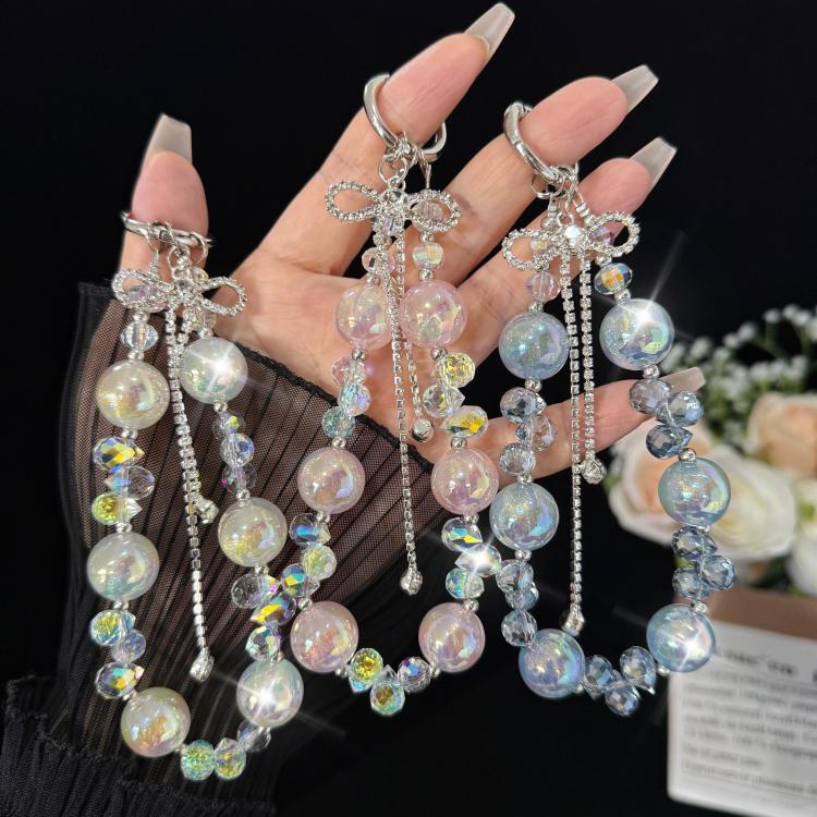 Large Bead Bow Tassel Crystal Chain