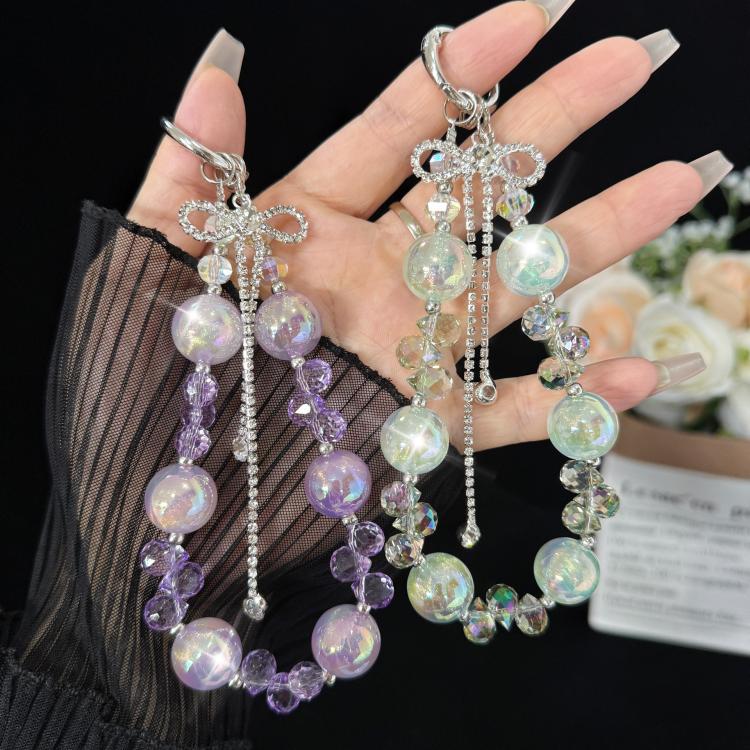 Large Bead Bow Tassel Crystal Chain