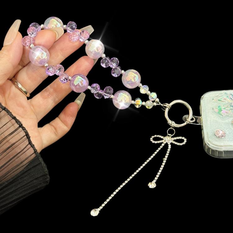 Large Bead Bow Tassel Crystal Chain
