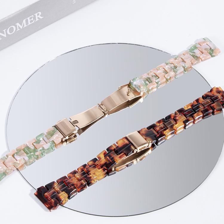 22mm Slim Butterfly Clasp Three Beads Resin Watch Band