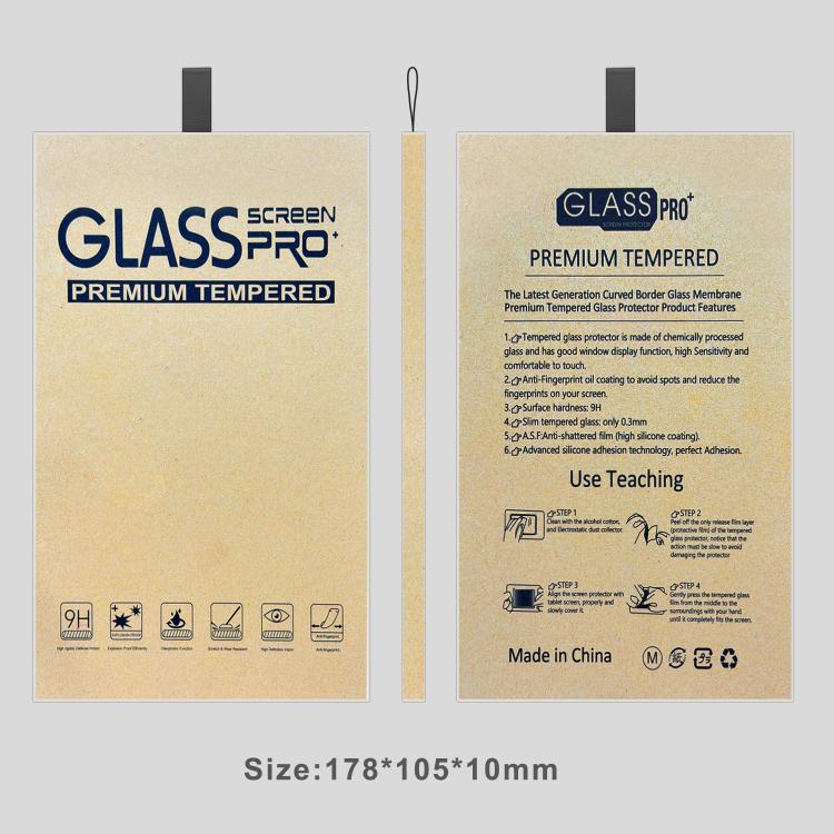 100pcs Classic Kraft Paper Box Mobile Phone Screen Protector Flip-Top Rigid Packaging Box with Hook