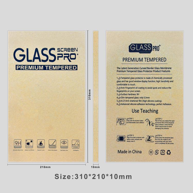 50pcs Classic Kraft Paper Box Tablet Tempered Glass Screen Protector Flip-Top Rigid Packaging Box