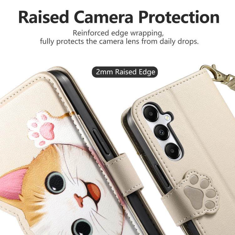 For Galaxy A27 5G Cat-shaped Zipper Wallet Vegan Leather Phone Case with Strap