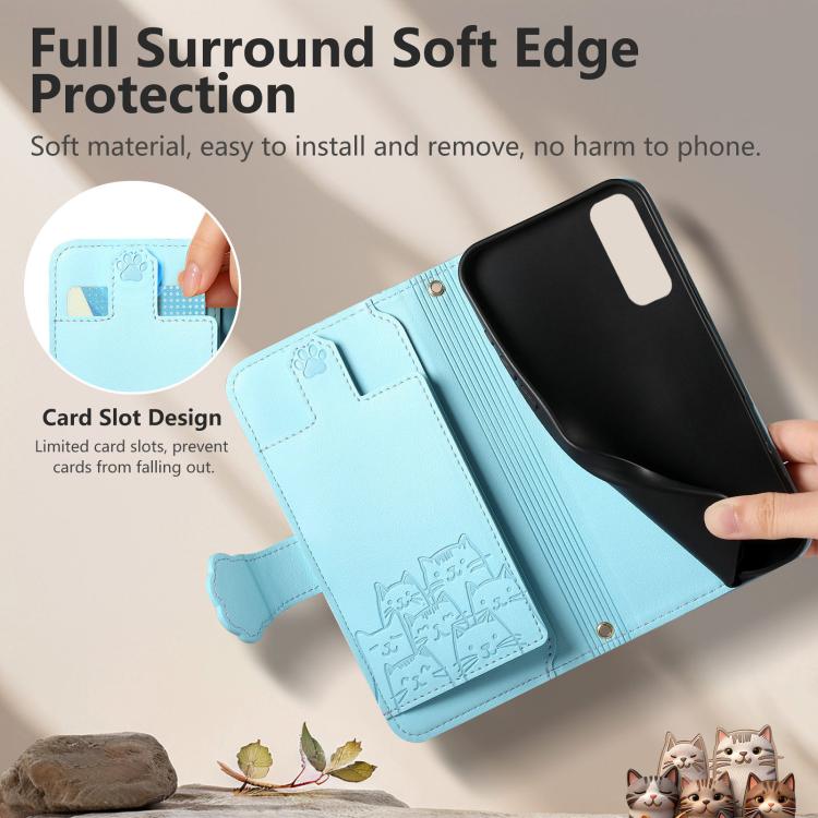 For Galaxy S20+ 5G Cat-shaped Zipper Wallet Vegan Leather Phone Case with Strap