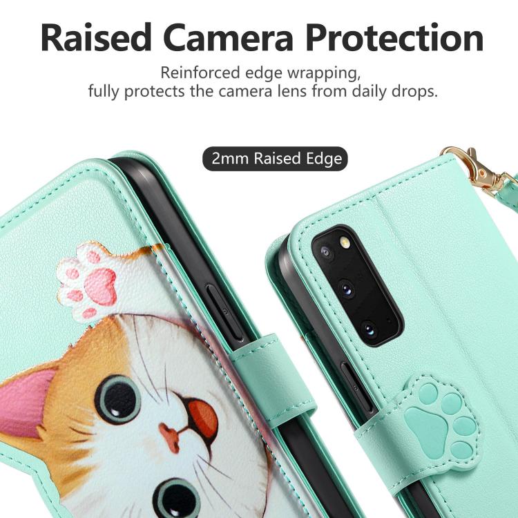 For Galaxy S20+ 5G Cat-shaped Zipper Wallet Vegan Leather Phone Case with Strap