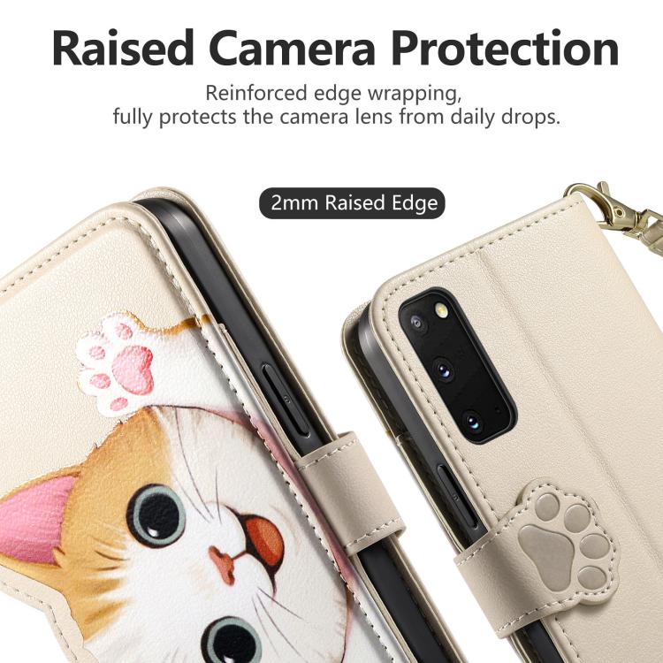 For Galaxy S20+ 5G Cat-shaped Zipper Wallet Vegan Leather Phone Case with Strap