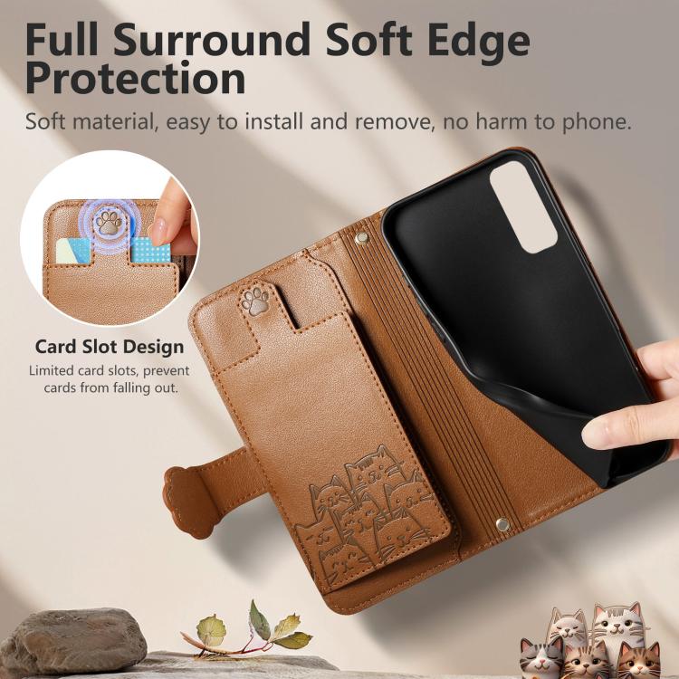 For Galaxy S20 FE Cat-shaped Zipper Wallet Vegan Leather Phone Case with Strap