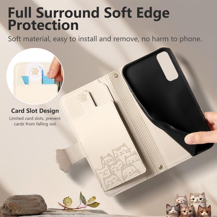 For Galaxy S20 FE Cat-shaped Zipper Wallet Vegan Leather Phone Case with Strap