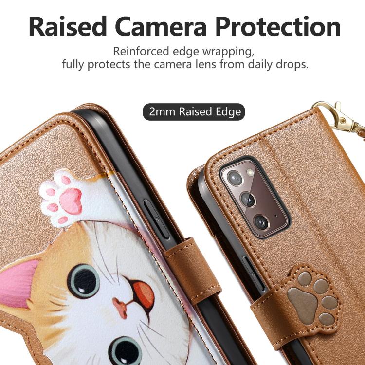 For Galaxy A41 Cat-shaped Zipper Wallet Vegan Leather Phone Case with Strap