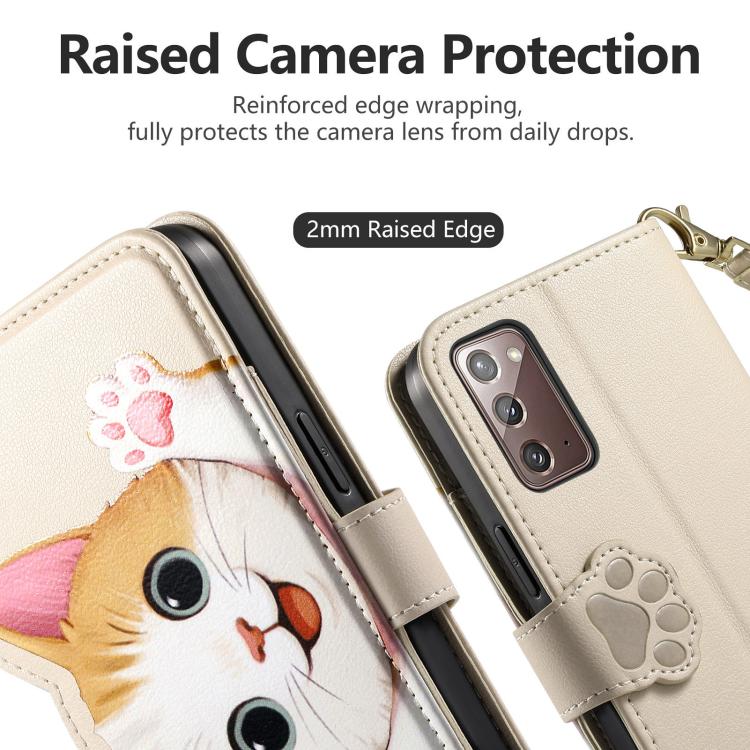 For Galaxy A41 Cat-shaped Zipper Wallet Vegan Leather Phone Case with Strap