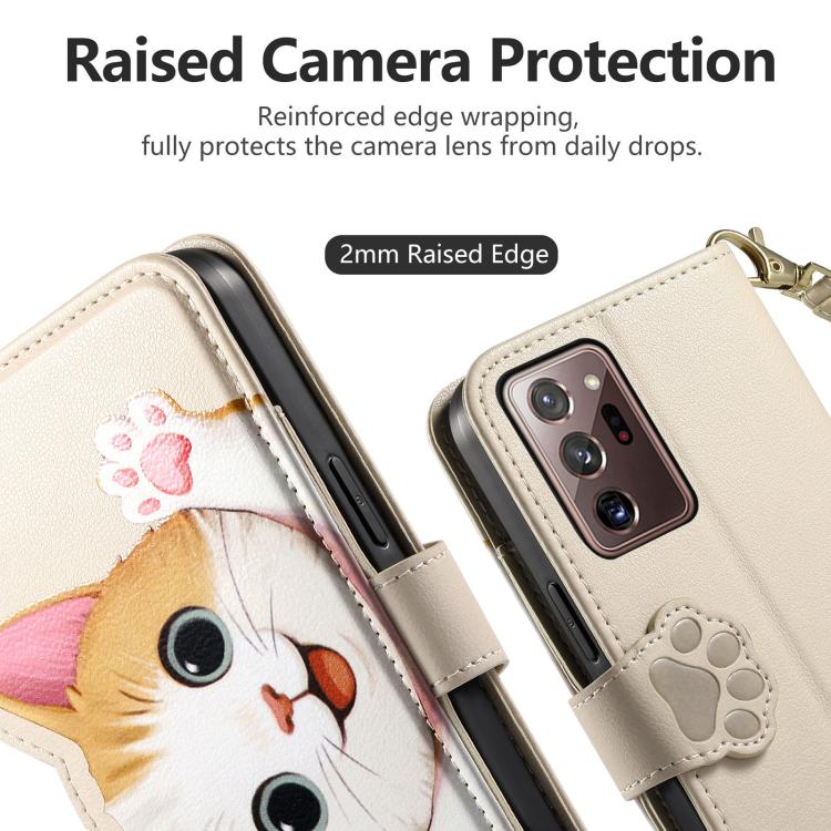 For Galaxy Note 20 Ultra Cat-shaped Zipper Wallet Vegan Leather Phone Case with Strap