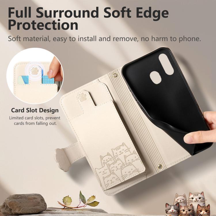 For Galaxy A31 Cat-shaped Zipper Wallet Vegan Leather Phone Case with Strap