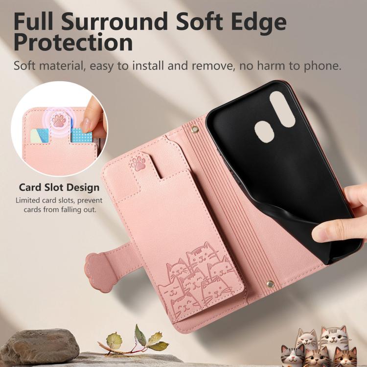 For Galaxy A31 Cat-shaped Zipper Wallet Vegan Leather Phone Case with Strap