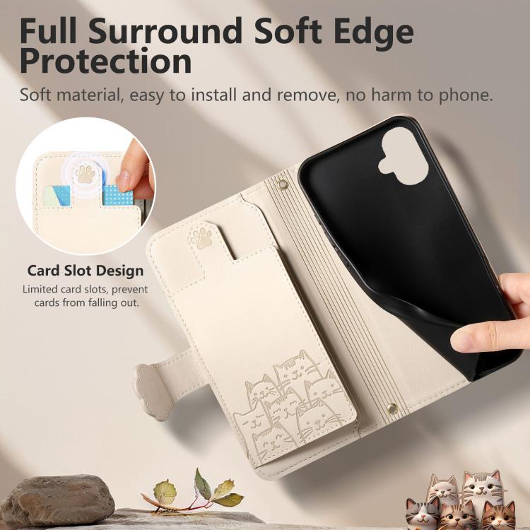 For Galaxy A06 Cat-shaped Zipper Wallet Vegan Leather Phone Case with Strap