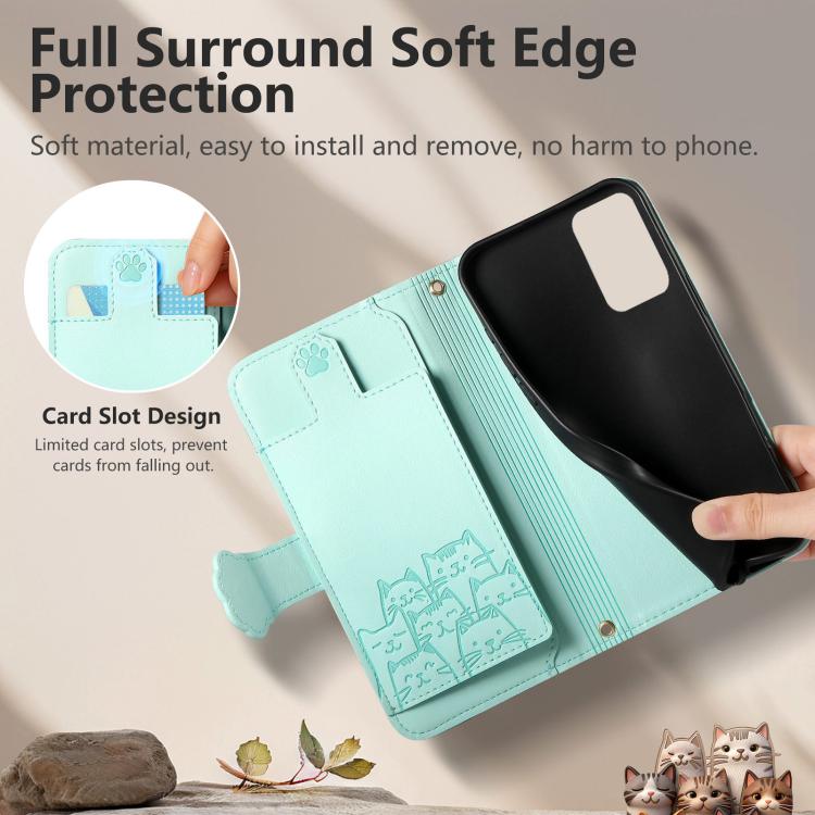 For Galaxy A51 Cat-shaped Zipper Wallet Vegan Leather Phone Case with Strap