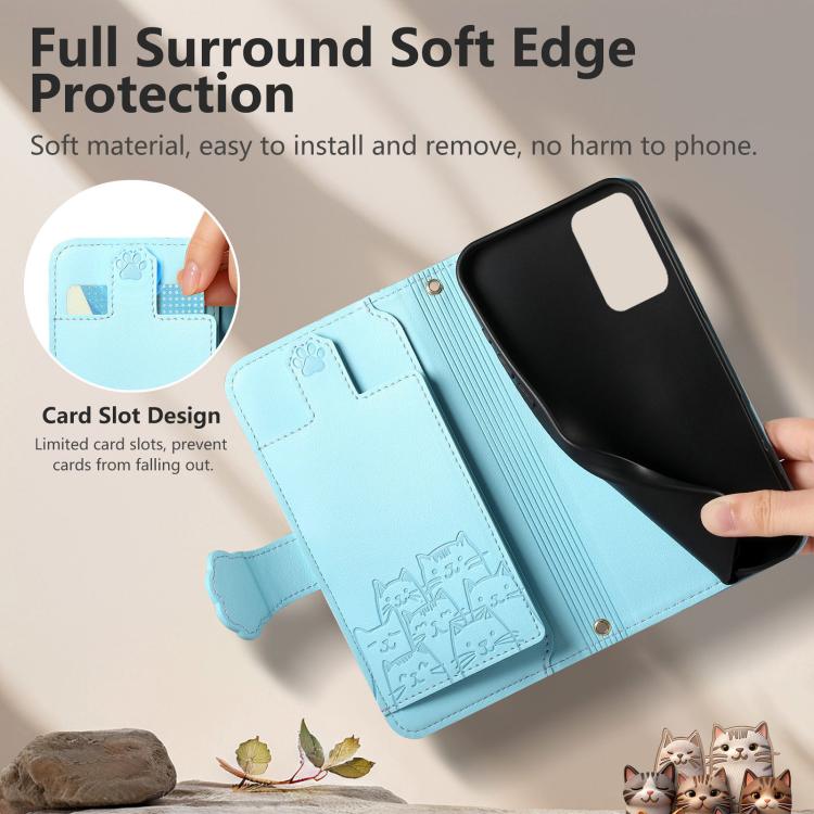For Galaxy A53 5G Cat-shaped Zipper Wallet Vegan Leather Phone Case with Strap