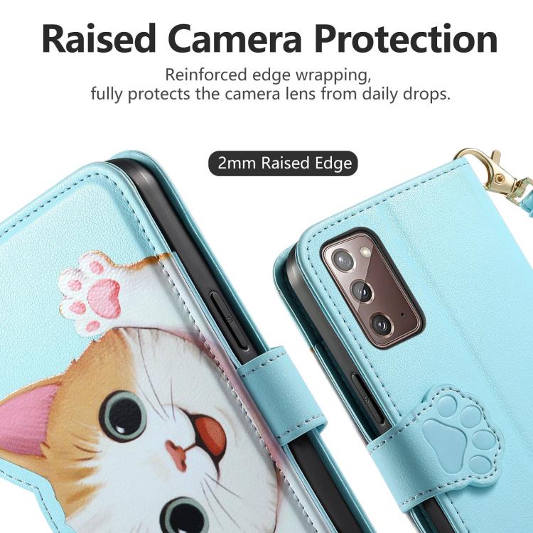 For Galaxy A23 5G Cat-shaped Zipper Wallet Vegan Leather Phone Case with Strap