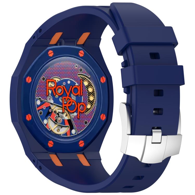 For Swatch Royal Pop Integrated Stainless Steel Pin Buckle Contrast Color Silicone Watch Band