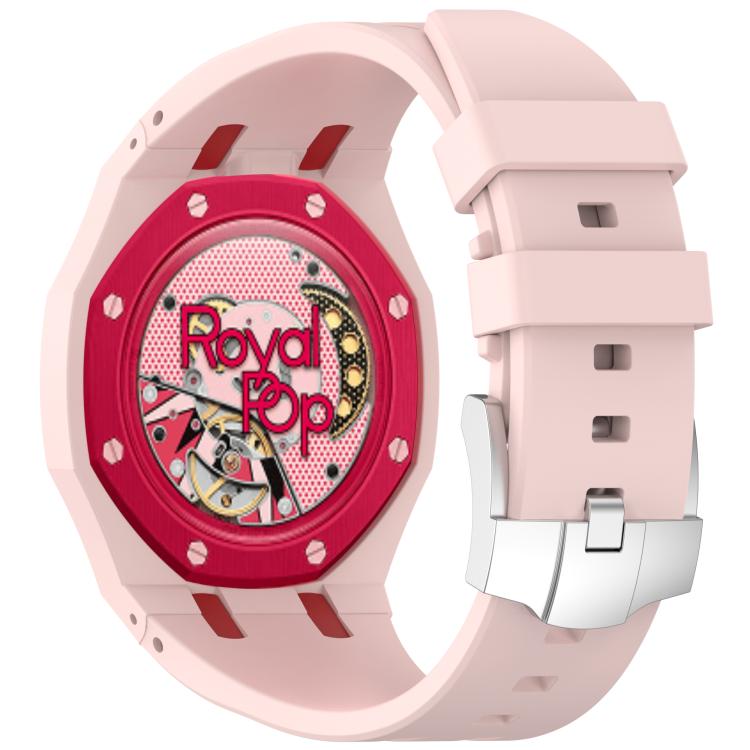 For Swatch Royal Pop Integrated Stainless Steel Pin Buckle Contrast Color Silicone Watch Band