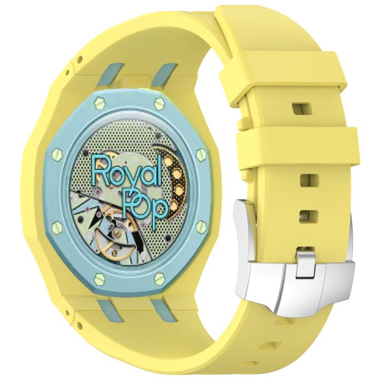 For Swatch Royal Pop Integrated Stainless Steel Pin Buckle Contrast Color Silicone Watch Band