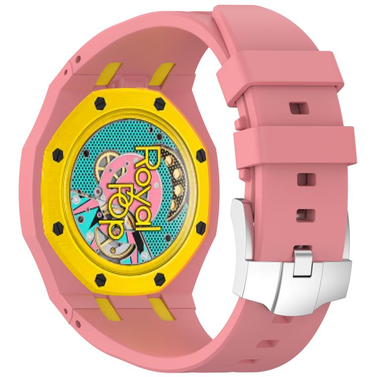 For Swatch Royal Pop Integrated Stainless Steel Pin Buckle Contrast Color Silicone Watch Band