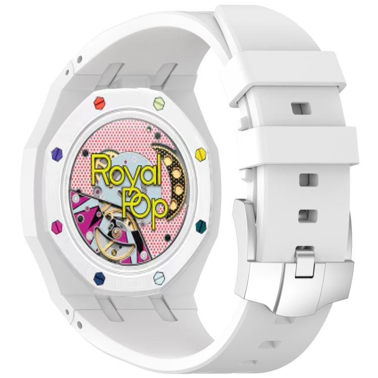 For Swatch Royal Pop Integrated Stainless Steel Pin Buckle Contrast Color Silicone Watch Band