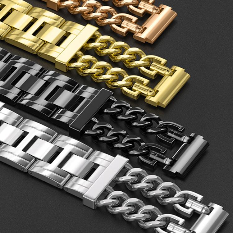 18mm Butterfly Press Clasp Bullet Cuban Chain Link Stainless Steel Watch Band
