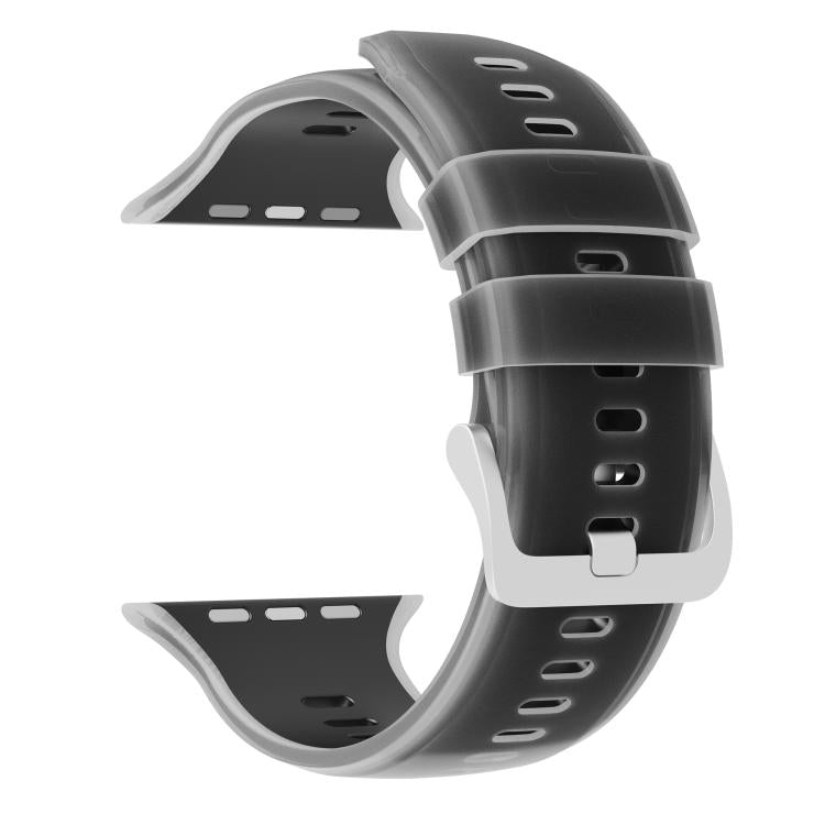 For Apple Watch 46mm / 49mm / 45mm / 44mm Transparent Jelly Two Color Silicone Watch Band