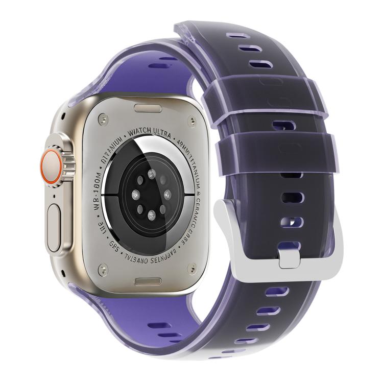 For Apple Watch 46mm / 49mm / 45mm / 44mm Transparent Jelly Two Color Silicone Watch Band
