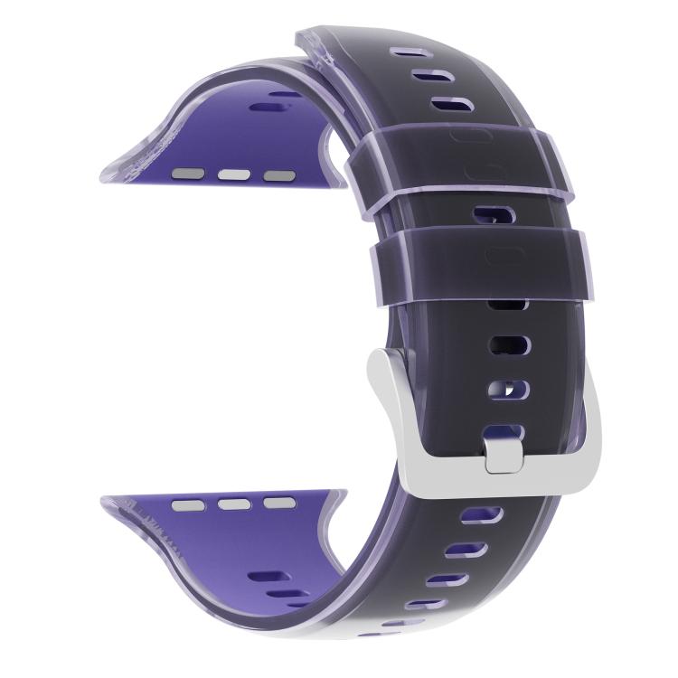 For Apple Watch 46mm / 49mm / 45mm / 44mm Transparent Jelly Two Color Silicone Watch Band