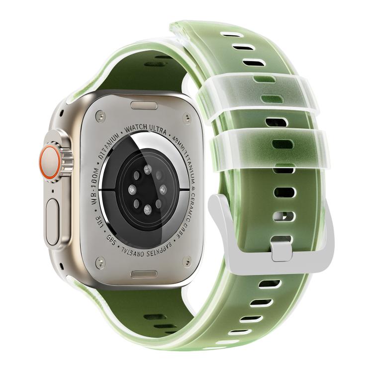 For Apple Watch 46mm / 49mm / 45mm / 44mm Transparent Jelly Two Color Silicone Watch Band