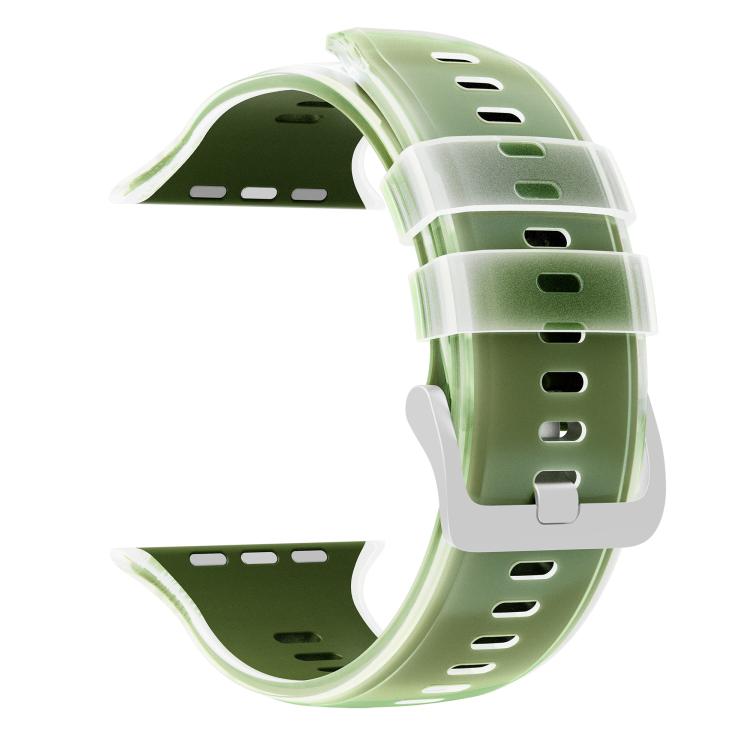 For Apple Watch 46mm / 49mm / 45mm / 44mm Transparent Jelly Two Color Silicone Watch Band