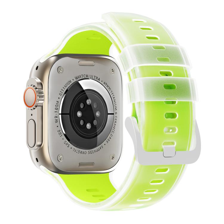 For Apple Watch 46mm / 49mm / 45mm / 44mm Transparent Jelly Two Color Silicone Watch Band